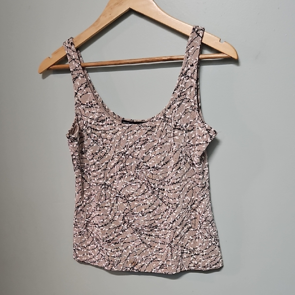 Alex Evenings Vine Pattern Tank Top - Black and Cream Fairycore